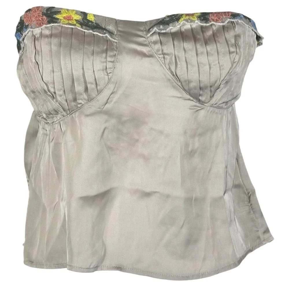 Free People Ember Glow Tube Top‎ NWT Women's Small Ivory Moon Glow Embroidered